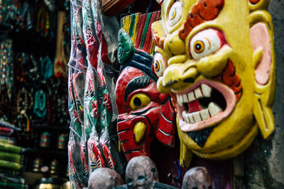 Close-up of buddha statue in temple