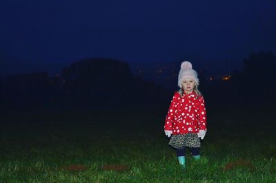 Portrait of girl standing in winter