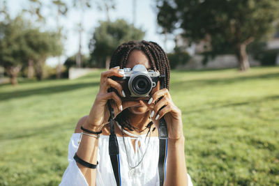 Portrait of man photographing