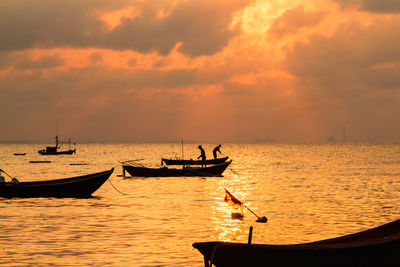 Scenic view of sea at sunset