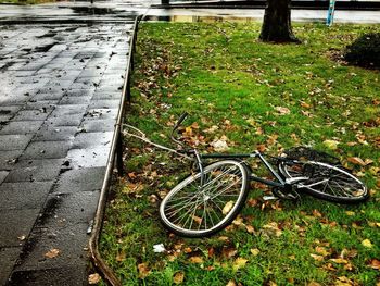 Bicycle parked in parking lot