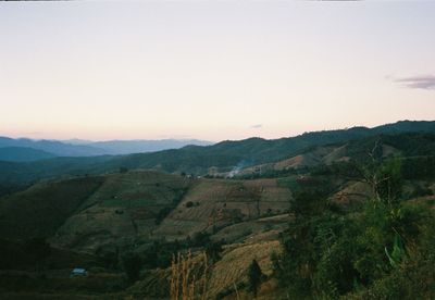 Scenic view of mountains against clear sky