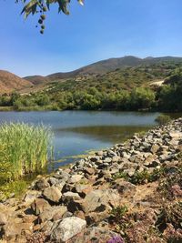 Scenic view of lake against sky