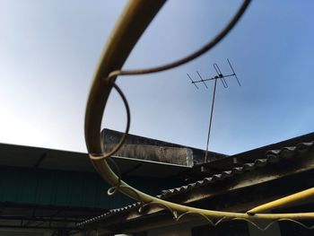 Low angle view of roof against clear sky