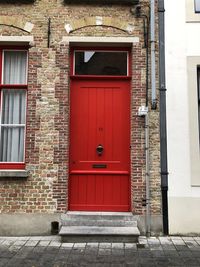 Closed door of building