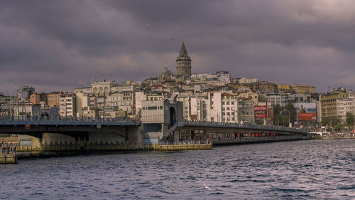 River amidst buildings against sky in city