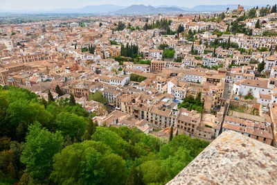 A panoramic view of the city of granada seen from the alhambra