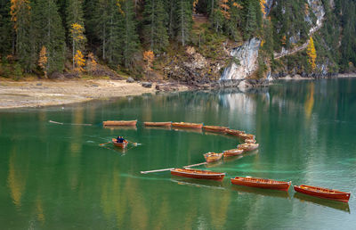 Scenic view of lake by trees