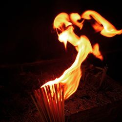 Close-up of fire at night