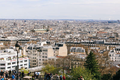 High angle view of cityscape against sky