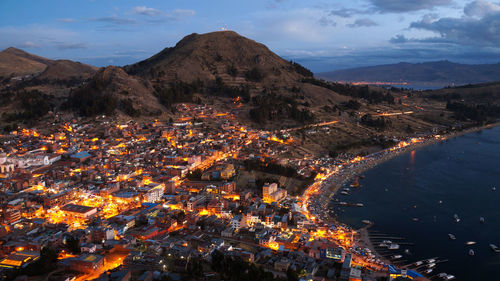 Aerial view of cityscape against sky