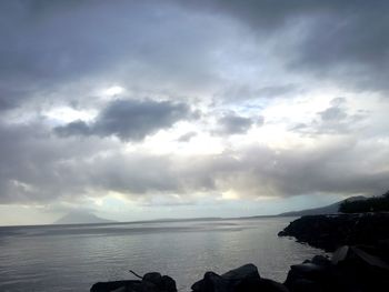Scenic view of sea against cloudy sky