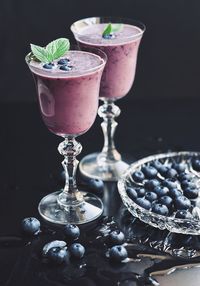 Close-up of drink in glass on table