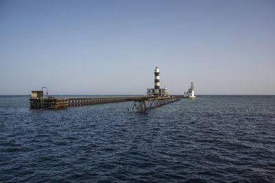 Scenic view of sea against clear sky