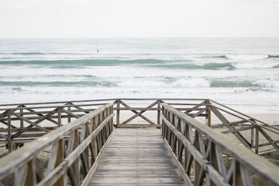 Pier over sea against clear sky