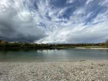 Scenic view of lake against sky