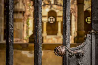 Close-up of rusty metal door