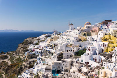 High angle view of buildings in city