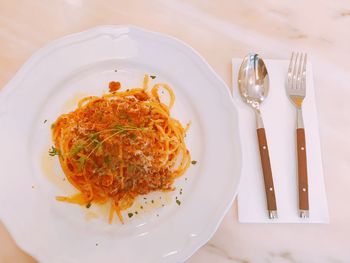 High angle view of meal served in plate