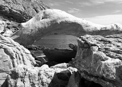 Scenic view of rock formation against sky