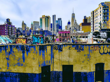 View of skyscrapers in city