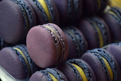 Full frame shot of purple macaroons