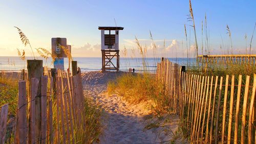 Lifeguard stand at sunrise