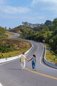 People walking on road