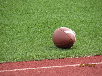 High angle view of ball on field