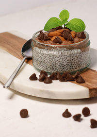 Close-up of dessert in plate on table