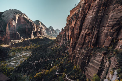 Scenic view of rocky mountains against sky