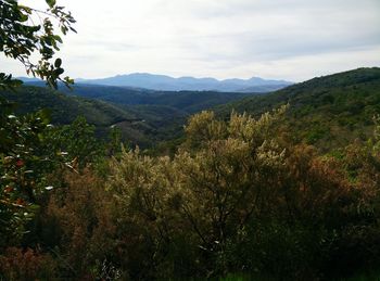 Scenic view of mountains against sky