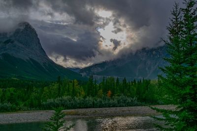Scenic view of mountains against sky