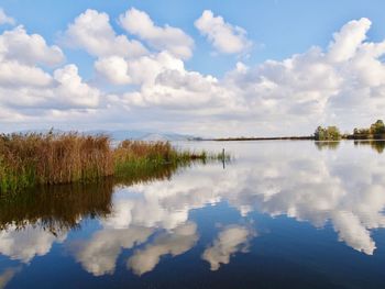 Scenic view of lake against sky