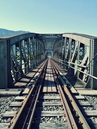 Railway bridge against clear sky