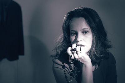 Close-up of thoughtful woman