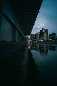 Illuminated buildings in city at night