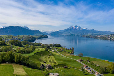 Scenic view of lake against sky