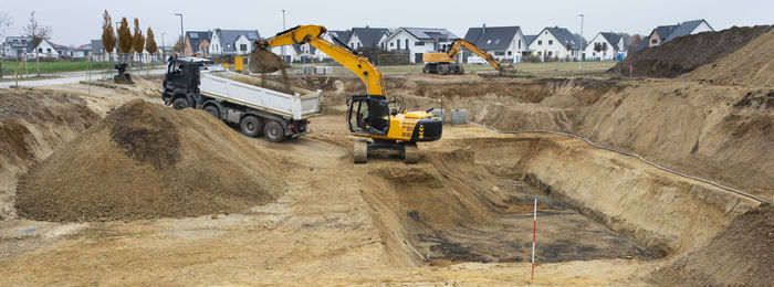 Construction site and foundation of building