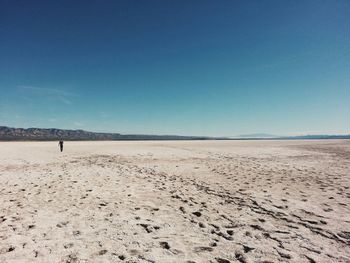 Scenic view of soda lake against clear sky