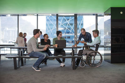 Group of people having a meeting in modern office