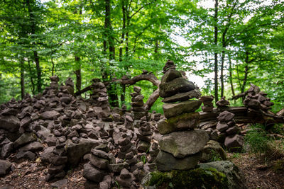 Stack of rocks in forest