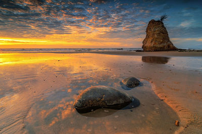 Scenic view of sea against sky at sunset