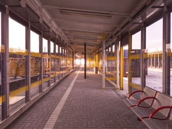 Empty bus station in city