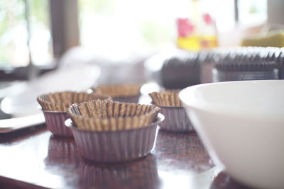 Close-up of cupcakes on table