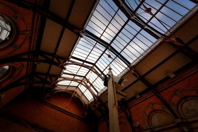 Low angle view of skylight in building