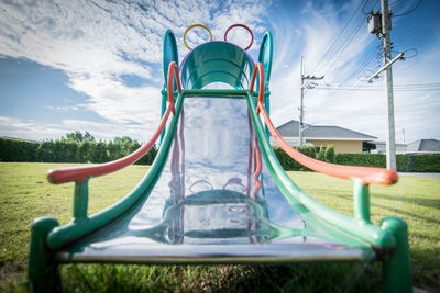 View of swing in park