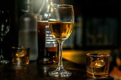 Close-up of wine glass on table