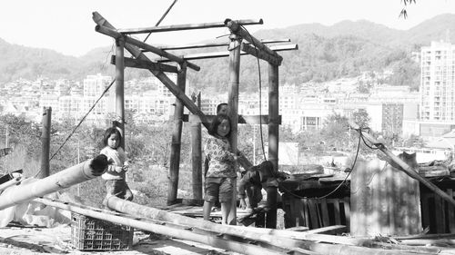 View of built structure with mountain in background