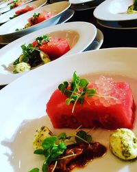 High angle view of meal served in plate